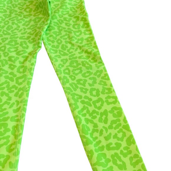 Beach Riot Sport Ayla Neon Green Animal Print Leggings Cheetah Workout Sz Small - Picture 5 of 11